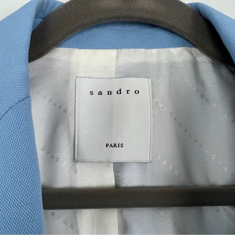 SANDRO Paris | NEW $490 Baby Sky Blue Ciel Blazer Quiet Luxury Workwear 34 - Picture 7 of 16